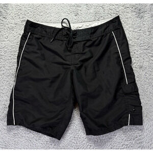 VTG O’Neill Women’s Board Shorts Swim Long Black White‎ Juniors Size 9 Y2K Surf